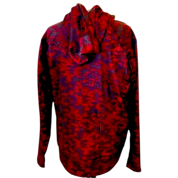 Anne Klein Woman’s hooded Abstract Black and Red Running Jacket Size L NWOT - Picture 2 of 8